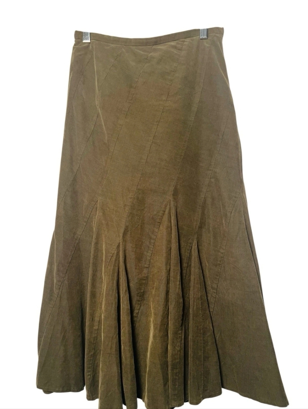 Lois Crayon Skirt Midi Olive Fit&Flare Pinwheel Corduroy Line Cottagecore Boho M - Picture 3 of 12